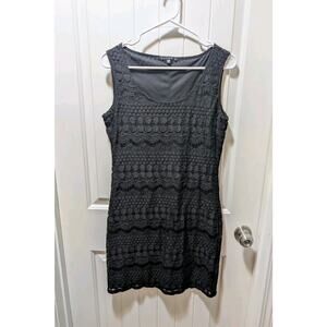 Tiana B Black Lace Sheath Dress Sleeveless Cocktail Spring Summer Size M